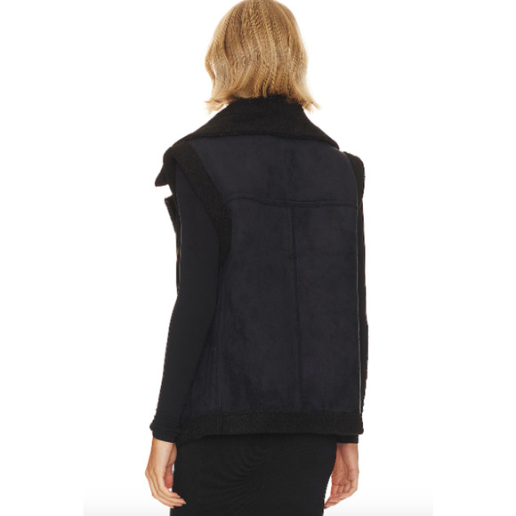 Brochu Walker Loredo Vest Faux Suede Shearling Black Onyx Sleeveless Small - Picture 3 of 9